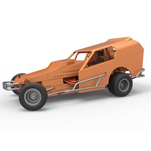 3D Vintage Dirt Modified stock car Version 3 while turning Scale 1 to 25 model