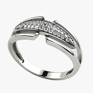 3D Pave Setting Gems Fashion Gold Ring