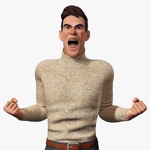 3D Stylized Confident Male in Sweater stylized anatomy