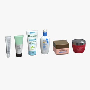 Cosmetics Set Low Poly model