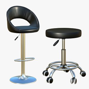 3D Bar Stool With Back Support Wheeled