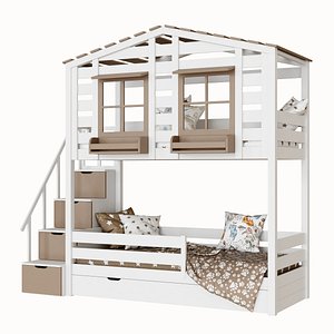children s 2-level bed 3D