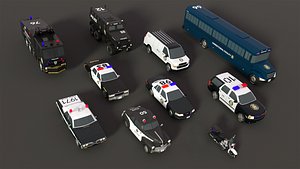 10 Collection Police vehicles Low-Poly fully rigged