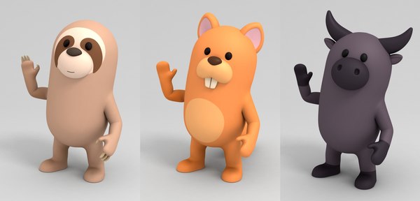 3D cartoon animal pack rigged character - TurboSquid 1294873