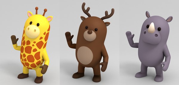 3D cartoon animal pack rigged character - TurboSquid 1294873