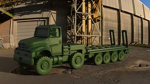 Heavy Military Tank Transporter - 3D Printable Model 3D model