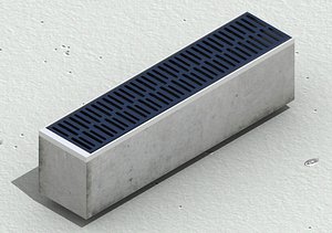 V200 Drain Channel End Cap Closed 1000mm 3D Model 3D model