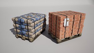 3D model Brick Cement Pallet