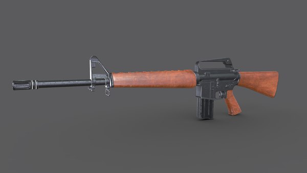 3D model Wooden M16 Assault Rifle Low-poly PBR
