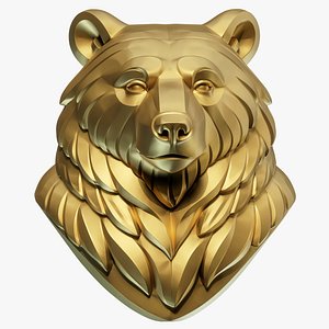 Stylized Bear bust for jewelry design 3D