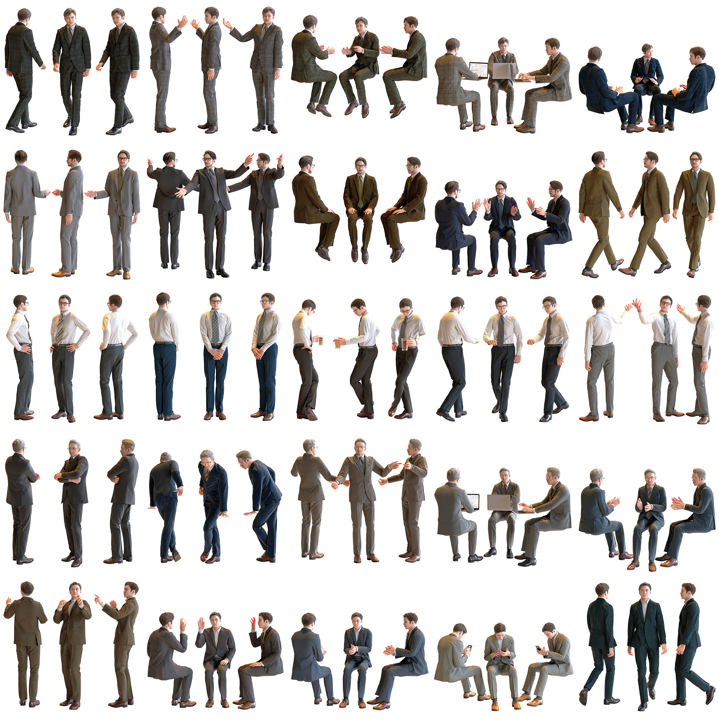Posed Asian Business Man Collection - 25 Models3Dモデル - TurboSquid 1931465