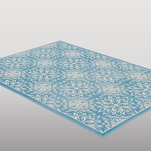 3D Traditional Teal Area Rug model