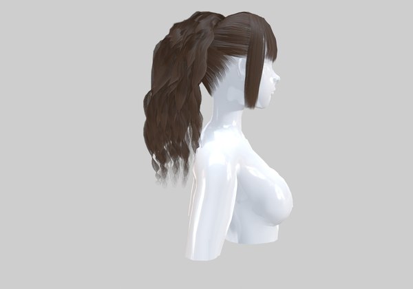 Ponytail Wavy Hair - 3D Model by nickianimations