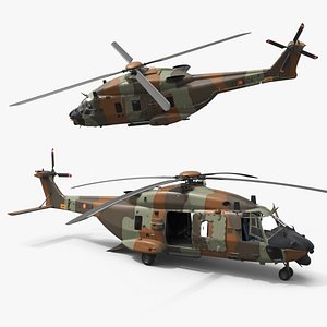 Tactical Support Helicopter Camo with Interior Rigged for Cinema 4D