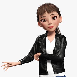 3D Trendy Girl with Leather Jacket Stylized 3D Female Character