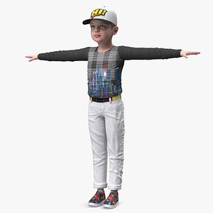 3D儿童男孩街头风格T-Pose
