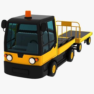 3d model cartoon baggage cart