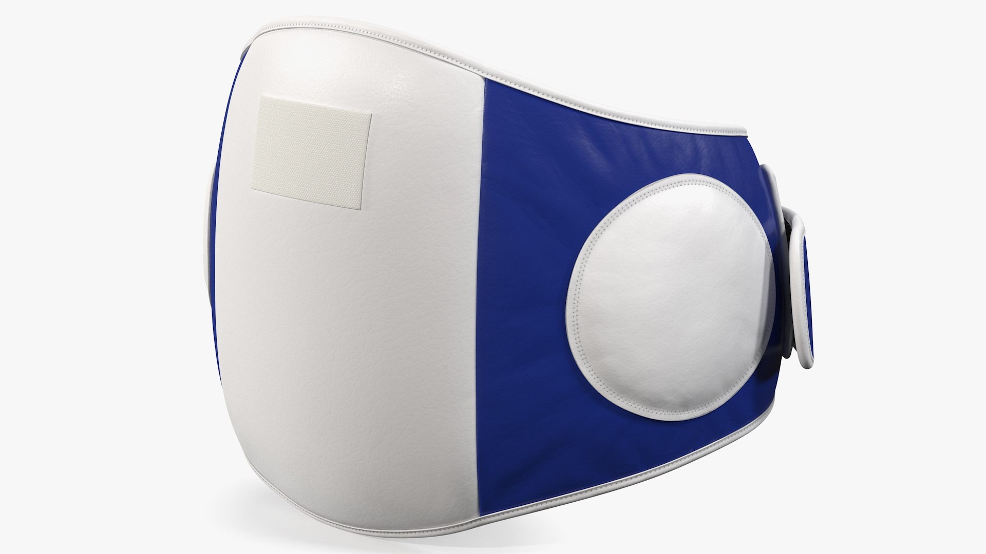 Muay Thai Leather Belly Pad Maneken White Blue 3D model preview