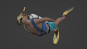 male scuba diver Chuck 3D