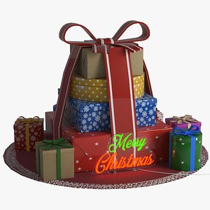 Stylized Christmas Gift Pack Modular Holiday Props Low-poly 3D model