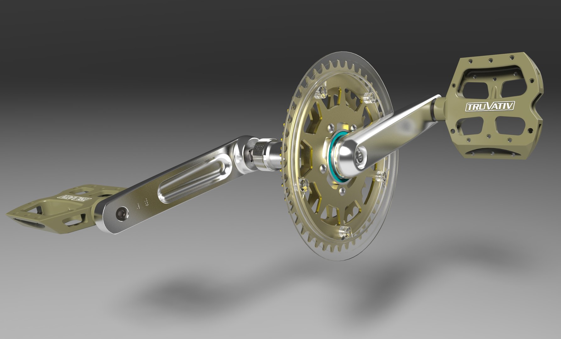 Freewheel Mountain Bike Cranks 3d Model - Main Image