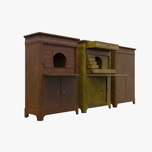 19th century secreter biedermeier style 3D model