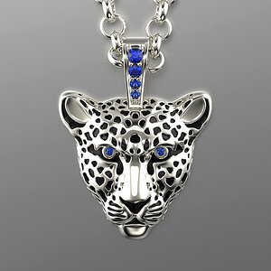 Jewelry Necklace Pendant Light Leopard Pendant with enamel 0076 V3-1 3dm Stl