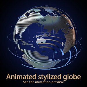 3d c4d stylized globe animation