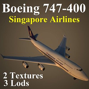 3d boeing 747-400 sia model