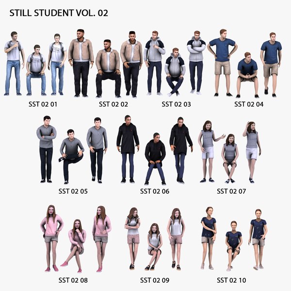 3D People: 30 Still 3D Student Vol. 02 3D model