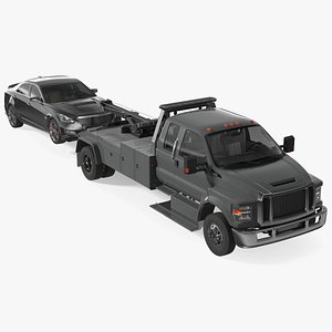 Car Tow Truck with Transportable Car Rigged model