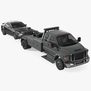 Car Tow Truck with Transportable Car Rigged