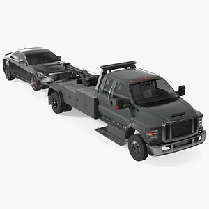 Car Tow Truck with Transportable Car Rigged