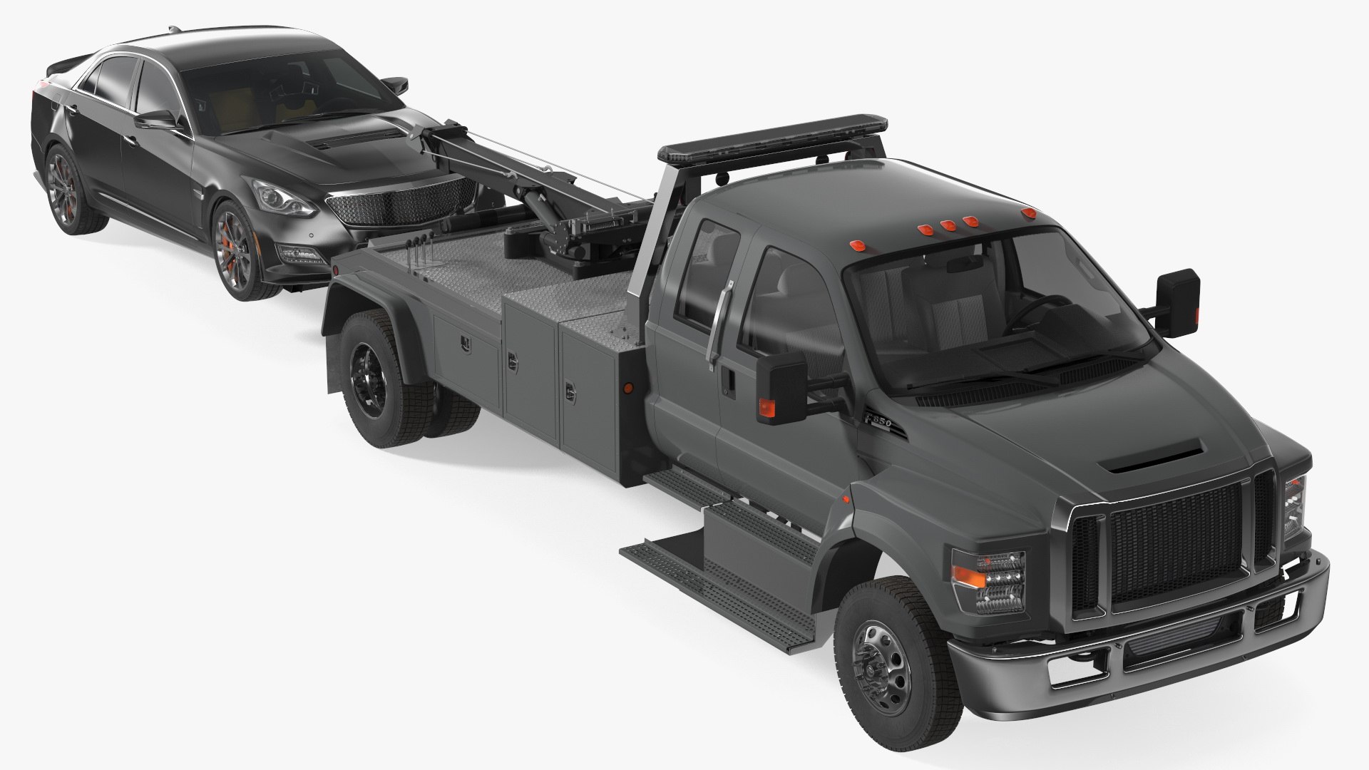 Car Tow Truck with Transportable Car Rigged 3D model preview