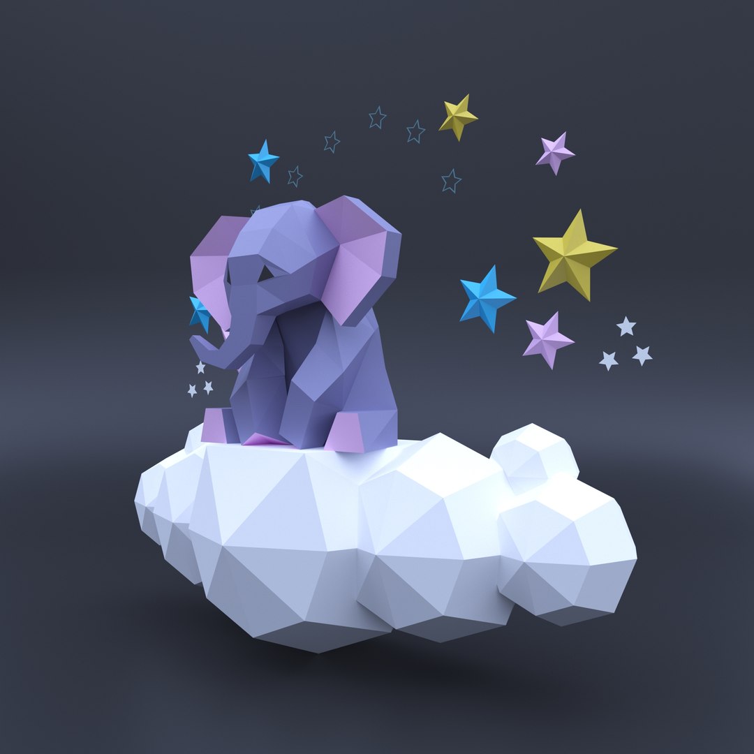 Low Poly Elephant Origami Print 3D Model - TurboSquid 2081073