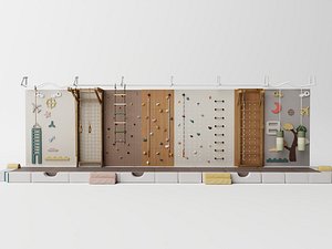 3D model Montessori Kids Indoor Climbing Wall Set 3D Model