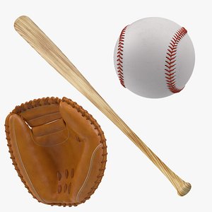 baseball bat catcher mitt obj