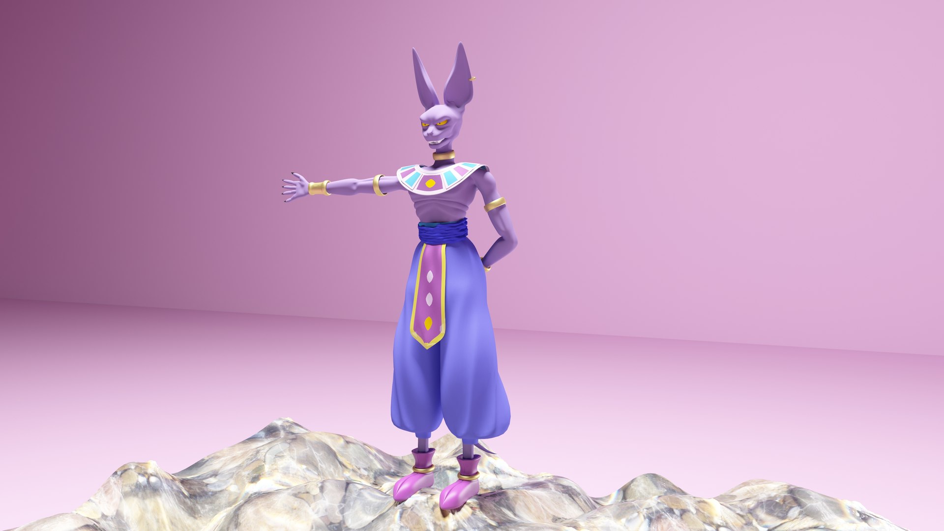 OBJ file Bills Beerus Dragon Ball Dragon Ball Textured RIgged