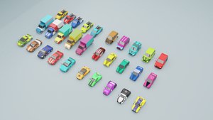3D stylized low poly car collection