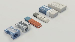 Eraser and pencil sharpener 3D model