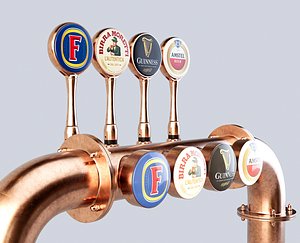 3D Copper Multi Beer Draught Tap model
