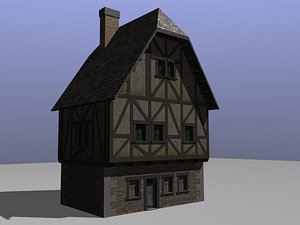 packed medieval buildings 3d model