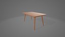 Modern Scandinavian Wooden Dining Table with Tapered Legs 3D Model