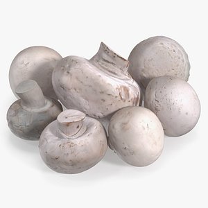 3D Heap of White Mushrooms model