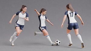 3D Female Soccer Player - Rigged model