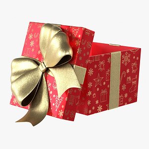 Gift Box Cube Open Red 3D model
