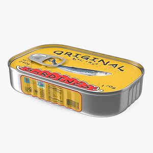 Can of Preserved Sardine with Pull Tab Lid 3D model