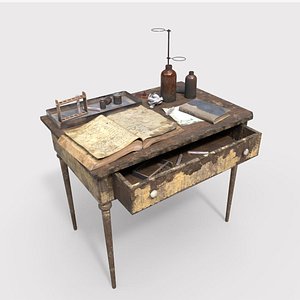 Abandoned Laboratory Table And Equipments model