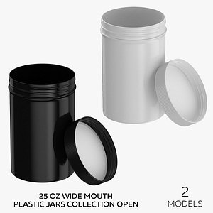 3D 25 oz Wide Mouth Plastic Jars Collection Open - 2 models model