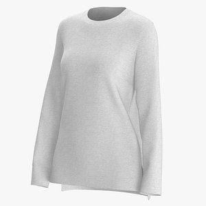 3D Sweatshirt Worn Female Crew Neck White Blank and Branded Heather model